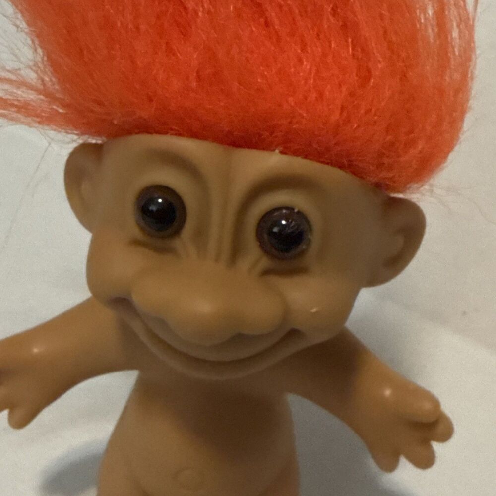 Vintage Russ Troll Orange Hair Brown Eyes 4” Figure Doll Nude 90s Collectible - Picture 7 of 10